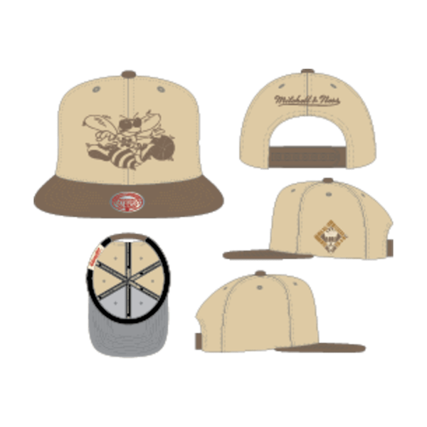 Mitchell & Ness Charlotte Hornets Fashion Basic Two Tone HWC Snapback Hat Cream-Black Sheep Skate Shop