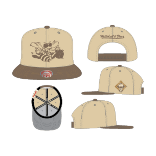 Mitchell & Ness Charlotte Hornets Fashion Basic Two Tone HWC Snapback Hat Cream-Black Sheep Skate Shop
