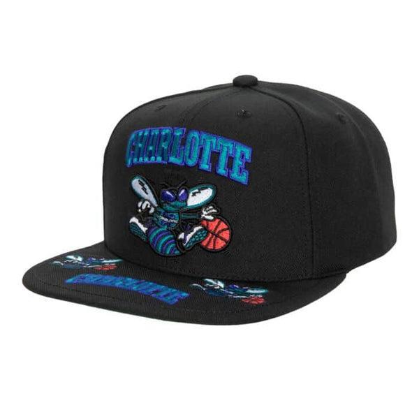 Mitchell & Ness Charlotte Hornets Front Loaded HWC Snapback Hat Black-Black Sheep Skate Shop