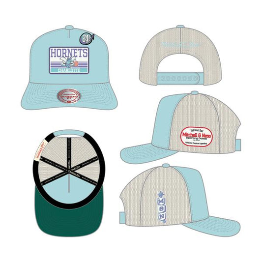 Mitchell & Ness Charlotte Hornets Full Court Fuel Mesh Snapback Hat Light Blue - Grey-Black Sheep Skate Shop