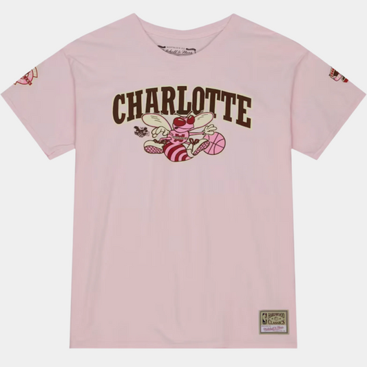 Mitchell & Ness Charlotte Hornets Hardwood Classics Brown Sugar Bacon T-Shirt Pink-Black Sheep Skate Shop