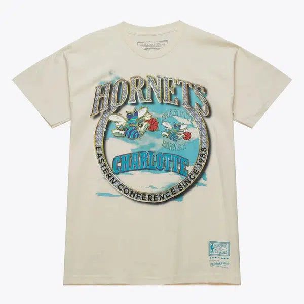 Mitchell & Ness Charlotte Hornets Hardwood Classics Crown Jewels T-Shirt Natural White-Black Sheep Skate Shop