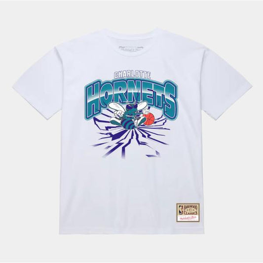 Mitchell & Ness Charlotte Hornets Hardwood Classics Earthquake T-Shirt White-Black Sheep Skate Shop