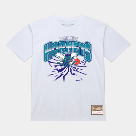 Mitchell & Ness Charlotte Hornets Hardwood Classics Earthquake T-Shirt White-Black Sheep Skate Shop