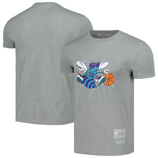 Mitchell & Ness Charlotte Hornets Hardwood Classics MVP T-Shirt Grey Heather-Black Sheep Skate Shop