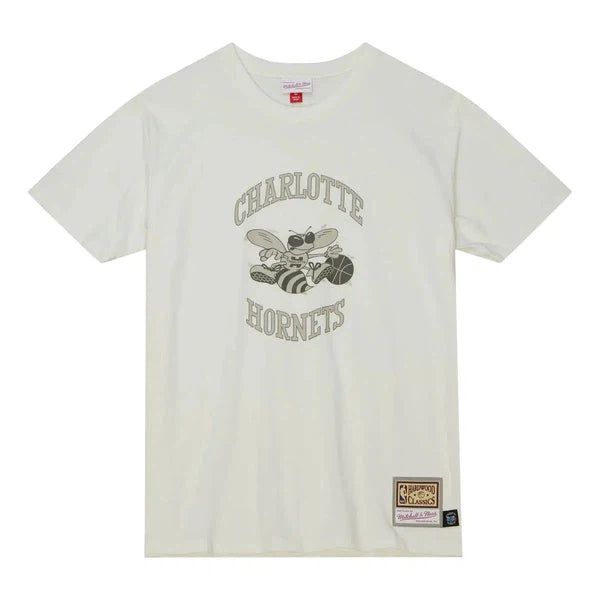 Mitchell & Ness Charlotte Hornets Hardwood Classics NBA Cream T-Shirt-Black Sheep Skate Shop