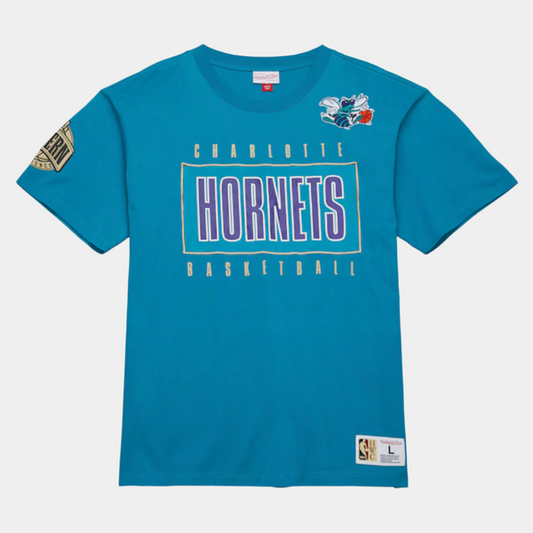 Mitchell & Ness Charlotte Hornets Hardwood Classics OG 2.0 Premium T-Shirt Teal-Black Sheep Skate Shop