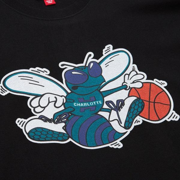 Mitchell & Ness Charlotte Hornets Hardwood Classics Oversized Fashion Premium T-Shirt Black-Black Sheep Skate Shop