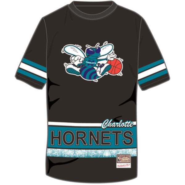 Mitchell & Ness Charlotte Hornets Hardwood Classics Oversized Fashion Premium T-Shirt Black-Black Sheep Skate Shop