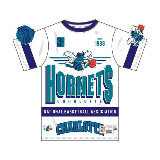 Mitchell & Ness Charlotte Hornets Hardwood Classics Team Origins Premium Shirt White-Black Sheep Skate Shop