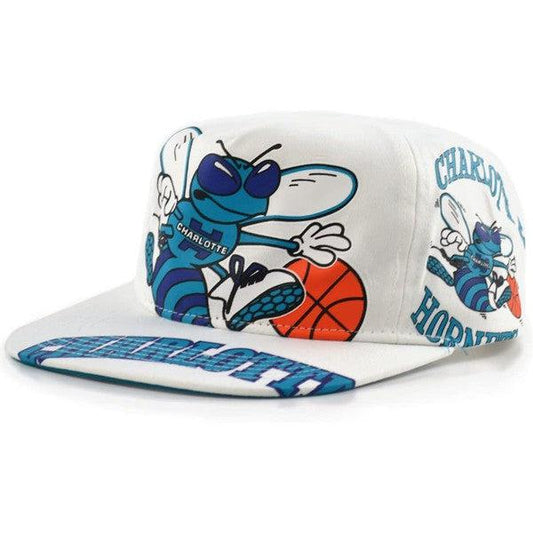 Mitchell & Ness Charlotte Hornets In Your Face Deadstock HWC Snapback Hat White-Black Sheep Skate Shop