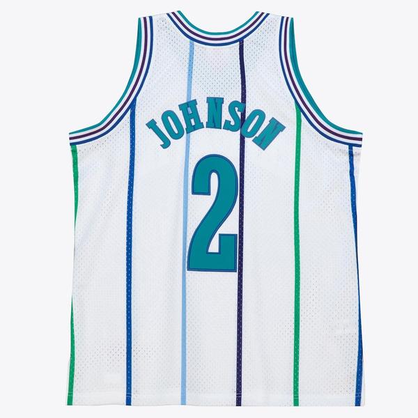 Mitchell & Ness Charlotte Hornets Larry Johnson 1992-93 Swingman Jersey White-Black Sheep Skate Shop