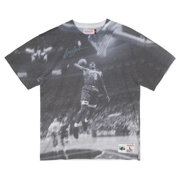 Mitchell & Ness Charlotte Hornets Larry Johnson Above The Rim Sublimated Tee-Black Sheep Skate Shop