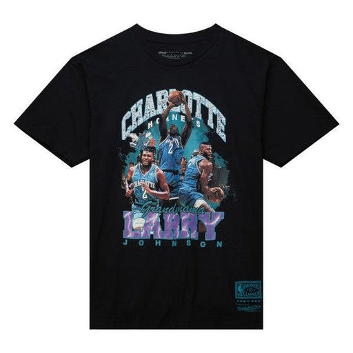 Mitchell & Ness Charlotte Hornets Larry Johnson Bling T-Shirt Black-Black Sheep Skate Shop