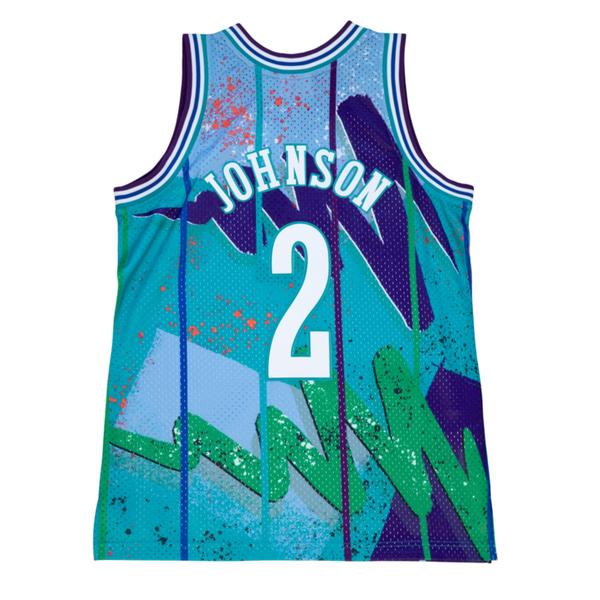 Mitchell & Ness Charlotte Hornets Larry Johnson Hyper Hoops 1992 Swingman Jersey-Black Sheep Skate Shop