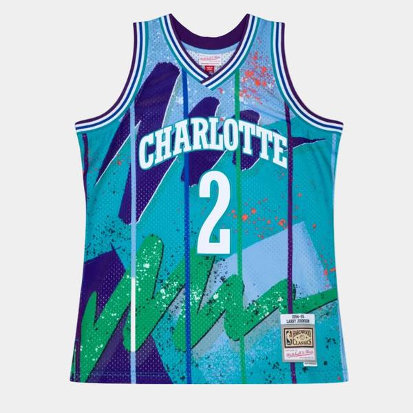 Mitchell & Ness Charlotte Hornets Larry Johnson Hyper Hoops 1992 Swingman Jersey-Black Sheep Skate Shop