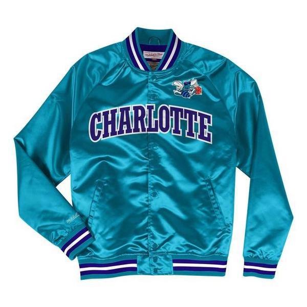 Mitchell & Ness Charlotte Hornets Lightweight Satin Jacket Teal-Black Sheep Skate Shop