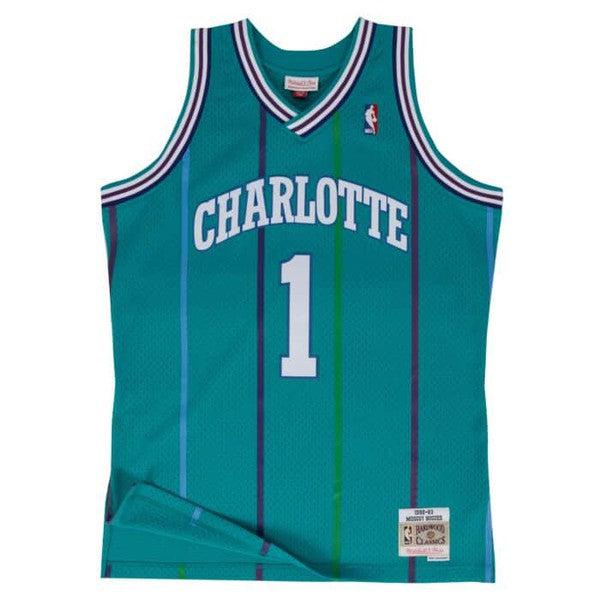 Mitchell & Ness Charlotte Hornets Muggsy Bogues Road 1992-93 Swingman Jersey Teal-Black Sheep Skate Shop