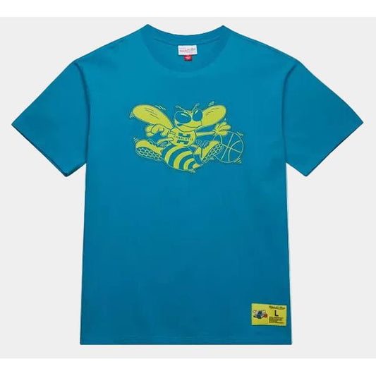 Mitchell & Ness Charlotte Hornets Neon Night Hardwood Classics NBA T-Shirt Teal-Black Sheep Skate Shop