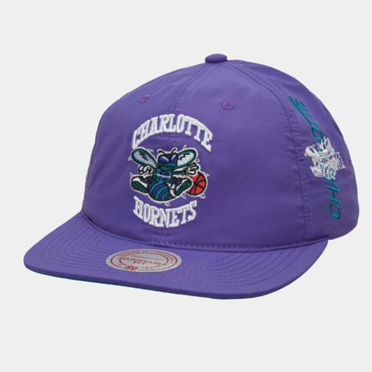 Mitchell & Ness Charlotte Hornets Nylon SZN Deadstock HWC Snapback Hat Purple-Black Sheep Skate Shop