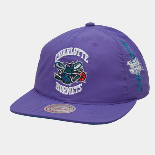 Mitchell & Ness Charlotte Hornets Nylon SZN Deadstock HWC Snapback Hat Purple-Black Sheep Skate Shop