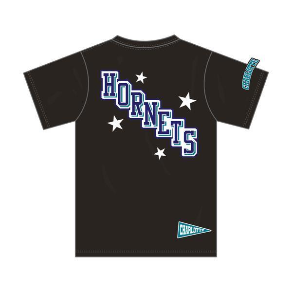 Mitchell & Ness Charlotte Hornets Pep Rally Premium Hardwood Classics NBA T-Shirt Black-Black Sheep Skate Shop