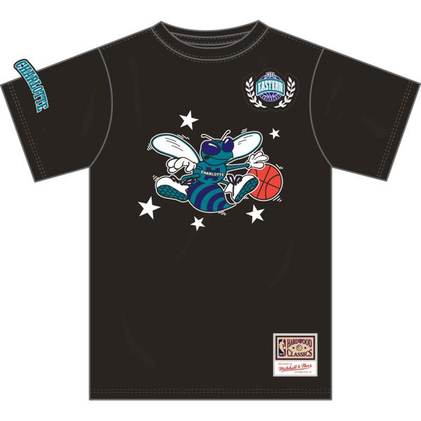 Mitchell & Ness Charlotte Hornets Pep Rally Premium Hardwood Classics NBA T-Shirt Black-Black Sheep Skate Shop