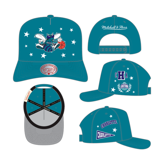 Mitchell & Ness Charlotte Hornets Pep Rally Pro HWC Snapback Hat Teal-Black Sheep Skate Shop