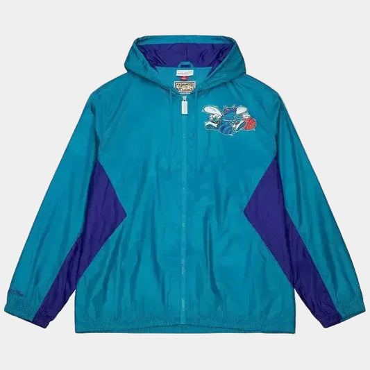 Mitchell & Ness Charlotte Hornets Playmaker Full Zip NBA Windbreaker Jacket Teal - Purple-Black Sheep Skate Shop