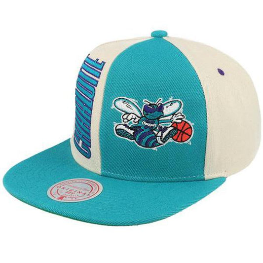 Mitchell & Ness Charlotte Hornets Pop Panel HWC Snapback Hat Cream - Teal-Black Sheep Skate Shop