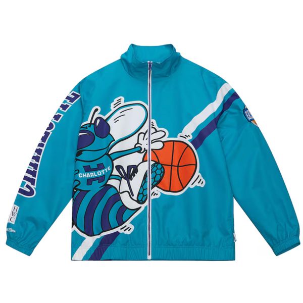 Mitchell & Ness Charlotte Hornets Retro Exploded Logo Warm-Up Full-Zip Jacket Teal-Black Sheep Skate Shop