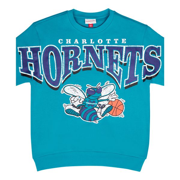 Mitchell & Ness Charlotte Hornets Retro Fashion Fleece Crewneck Teal-Black Sheep Skate Shop