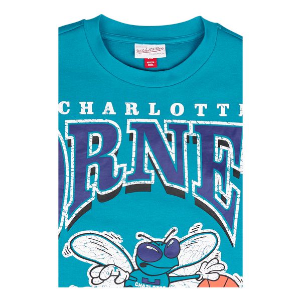 Mitchell & Ness Charlotte Hornets Retro Fashion Fleece Crewneck Teal-Black Sheep Skate Shop