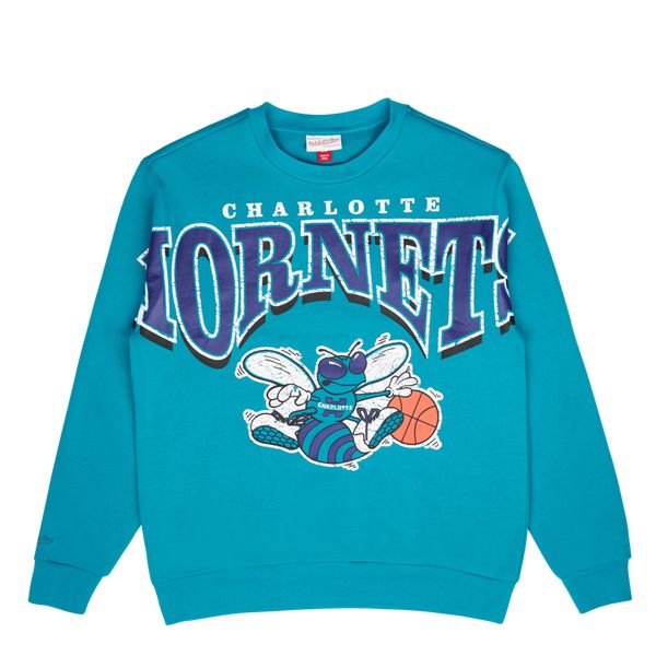 Mitchell & Ness Charlotte Hornets Retro Fashion Fleece Crewneck Teal-Black Sheep Skate Shop