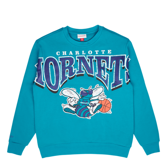 Mitchell & Ness Charlotte Hornets Retro Fashion Fleece Crewneck Teal-Black Sheep Skate Shop