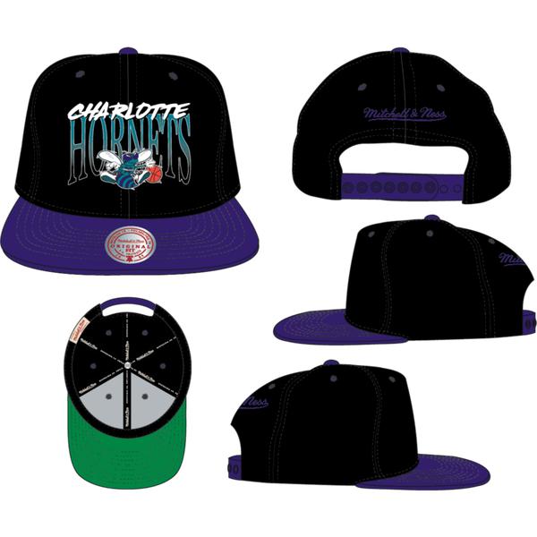 Mitchell & Ness Charlotte Hornets Rise Up HWC Snapback Hat Black - Purple-Black Sheep Skate Shop