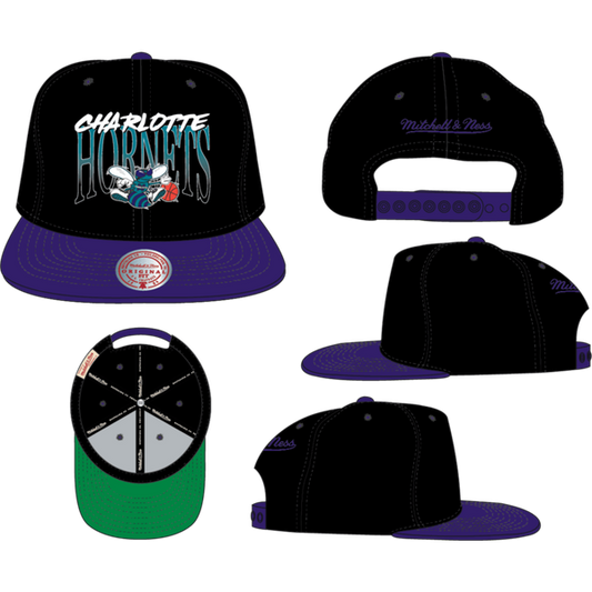 Mitchell & Ness Charlotte Hornets Rise Up HWC Snapback Hat Black - Purple-Black Sheep Skate Shop