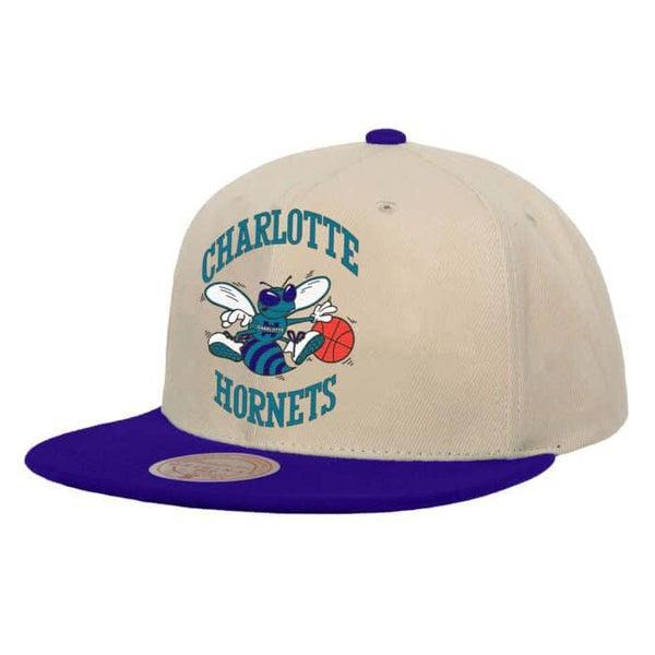 Mitchell & Ness Charlotte Hornets Sail 2 Tone HWC Snapback Hat Cream - Purple - Teal-Black Sheep Skate Shop