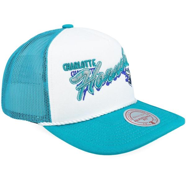Mitchell & Ness Charlotte Hornets Shadow Drop Retro Trucker HWC Snapback Hat Teal - White-Black Sheep Skate Shop