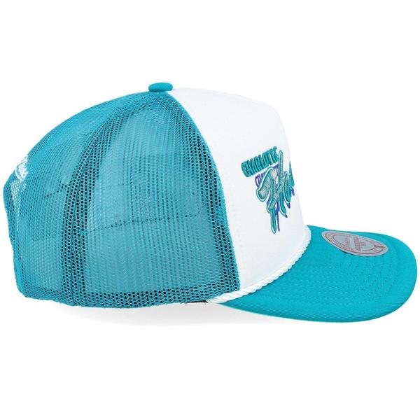 Mitchell & Ness Charlotte Hornets Shadow Drop Retro Trucker HWC Snapback Hat Teal - White-Black Sheep Skate Shop