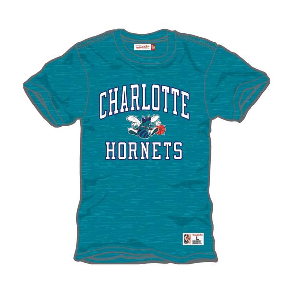 Mitchell & Ness Charlotte Hornets Slub Embroidered Hardwood Classics NBA T-Shirt Teal-Black Sheep Skate Shop