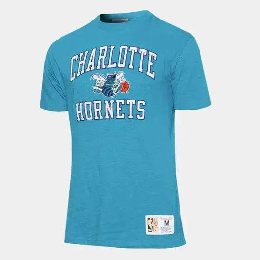 Mitchell & Ness Charlotte Hornets Slub Embroidered Hardwood Classics NBA T-Shirt Teal-Black Sheep Skate Shop