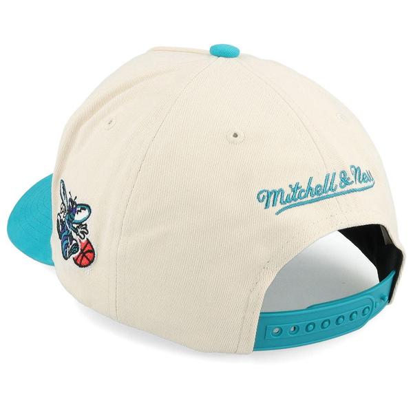 Mitchell & Ness Charlotte Hornets Staggered Zag Pro HWC Snapback Hat Off White-Black Sheep Skate Shop