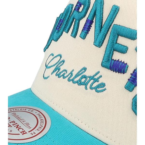 Mitchell & Ness Charlotte Hornets Staggered Zag Pro HWC Snapback Hat Off White-Black Sheep Skate Shop