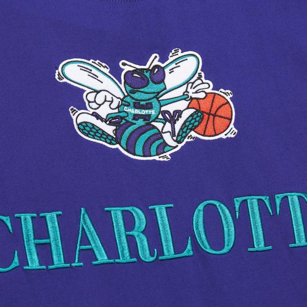 Mitchell & Ness Charlotte Hornets Team OG 3.0 Embroidered T-Shirt Purple - Teal-Black Sheep Skate Shop