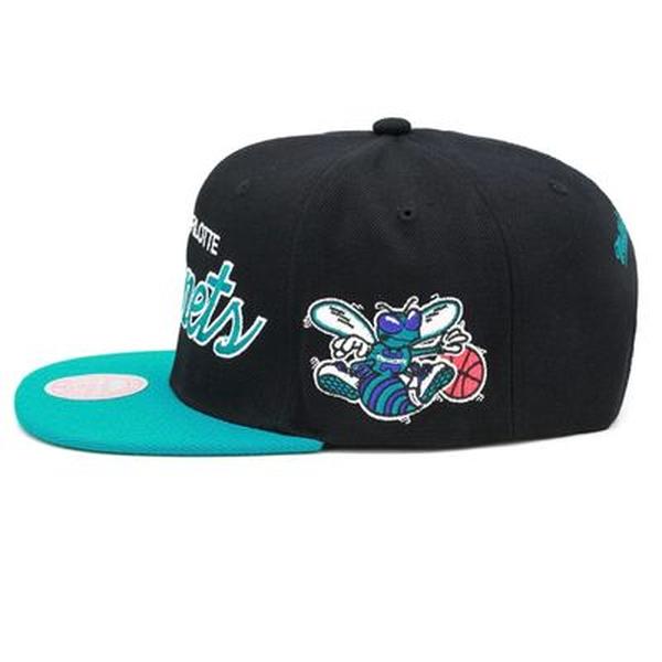 Mitchell & Ness Charlotte Hornets Team Script 2.0 HWC Snapback Hat Black - Teal-Black Sheep Skate Shop