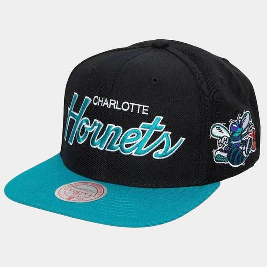 Mitchell & Ness Charlotte Hornets Team Script 2.0 HWC Snapback Hat Black - Teal-Black Sheep Skate Shop