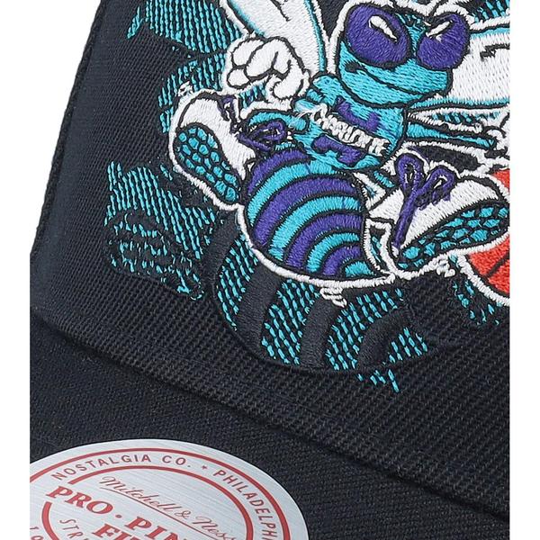 Mitchell & Ness Charlotte Hornets Tilted Pro HWC Snapback Hat Black-Black Sheep Skate Shop