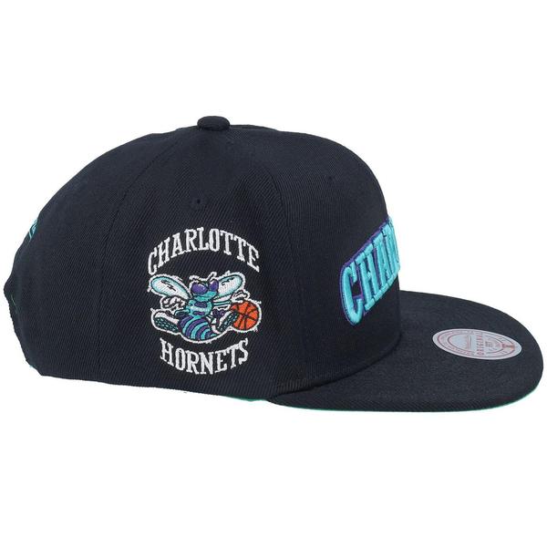 Mitchell & Ness Charlotte Hornets Triple Play HWC Snapback Hat Black-Black Sheep Skate Shop