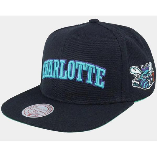 Mitchell & Ness Charlotte Hornets Triple Play HWC Snapback Hat Black-Black Sheep Skate Shop